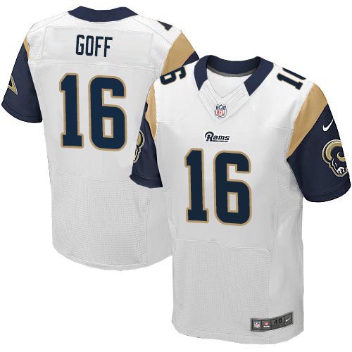 Men's Elite Jared Goff Nike Jersey White Road - #16 NFL Los Angeles Rams